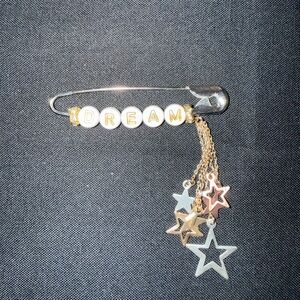 Chic Safety Pin Brooch with Star Charms